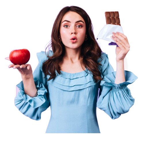 girl eating chocolate